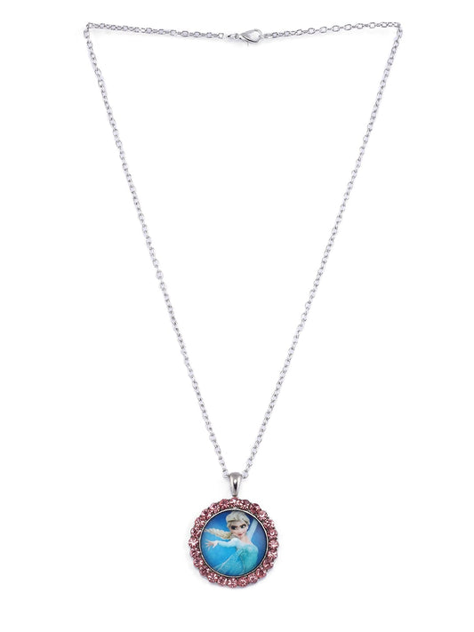 EL REGALO Girls Blue & Silver-Toned Elsa Printed Stone Studded Necklace - for Kids-Girls
Style ID: 17317184