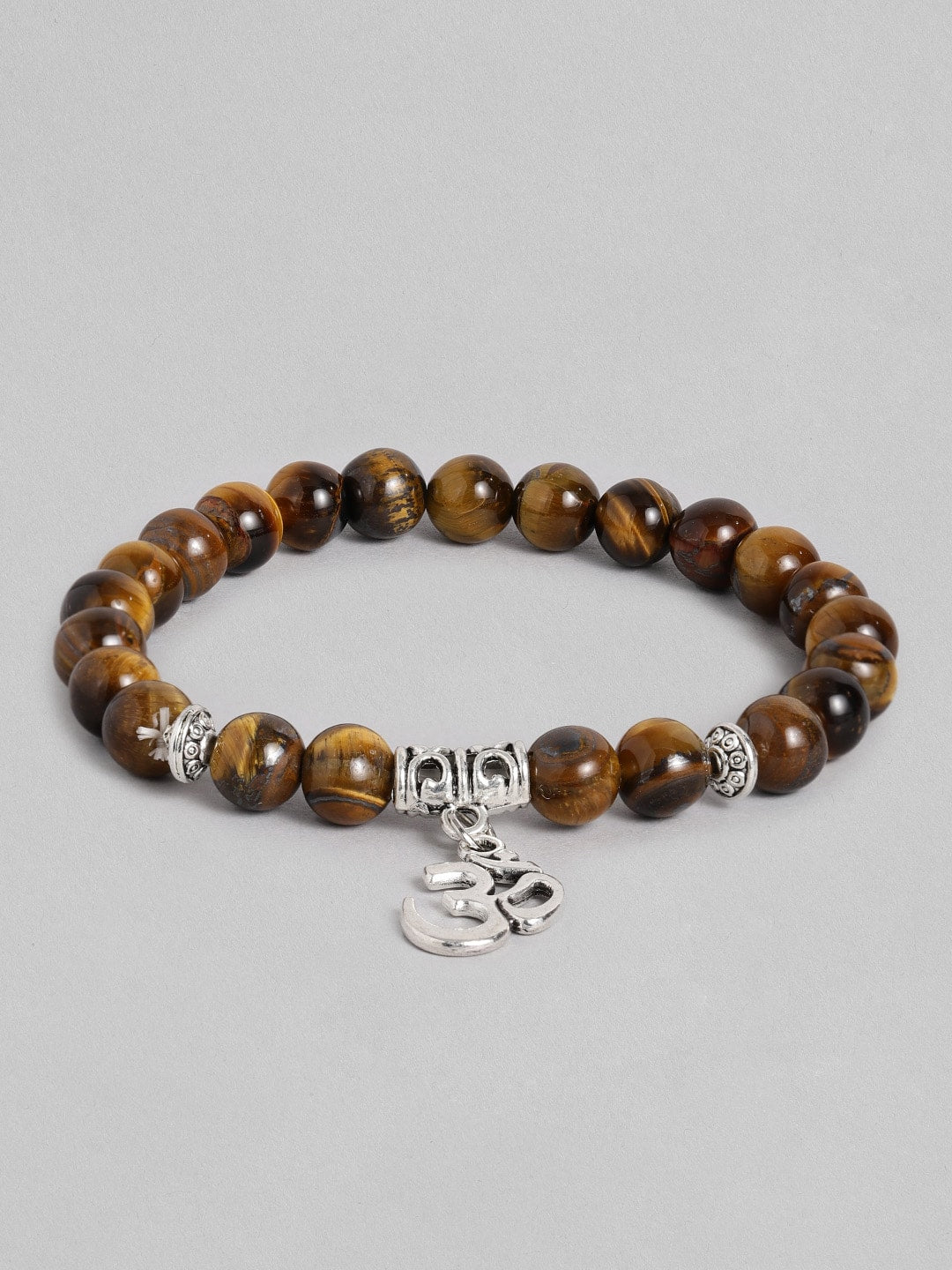 EL REGALO Men Brown & Silver-Toned Handcrafted Om Elasticated Charm Bracelet - for Men
Style ID: 16186550