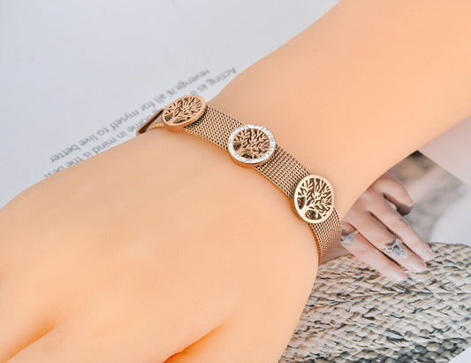 El Regalo 1 PC Watch Bracelet- Titanium Stainless Steel Rose Gold Adjustable Watch Chain Mesh Keeper Bracelet for Girls & Women