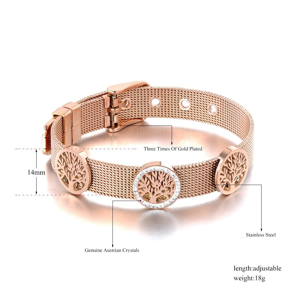 El Regalo 1 PC Watch Bracelet- Titanium Stainless Steel Rose Gold Adjustable Watch Chain Mesh Keeper Bracelet for Girls & Women