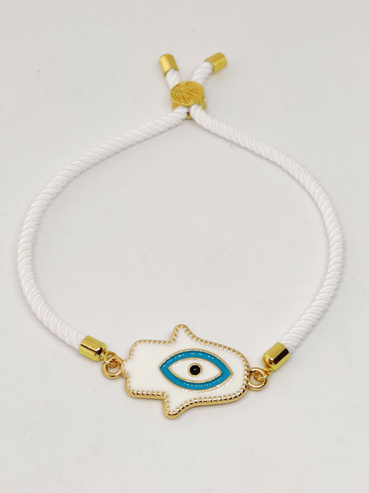 El regalo 1 pc hamsa hand white charm bracelet, unisex pretty design for men women and girls
