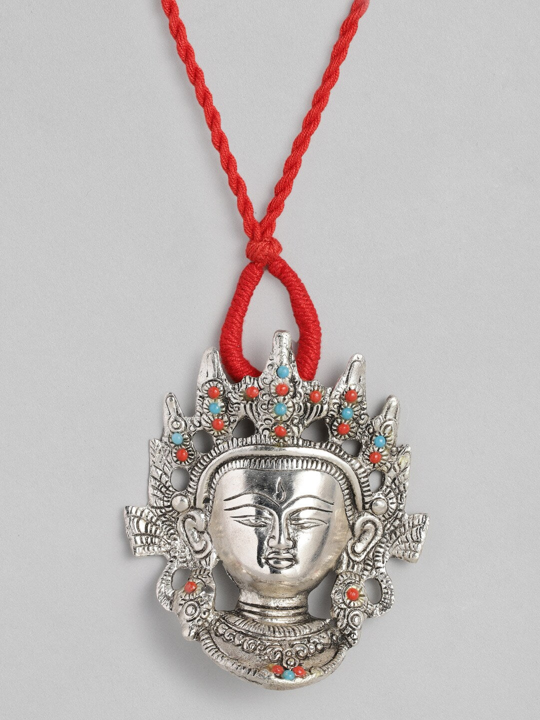 EL REGALO Silver-Toned & Red Durga German Silver Temple Necklace - for Women and Girls
Style ID: 16216024