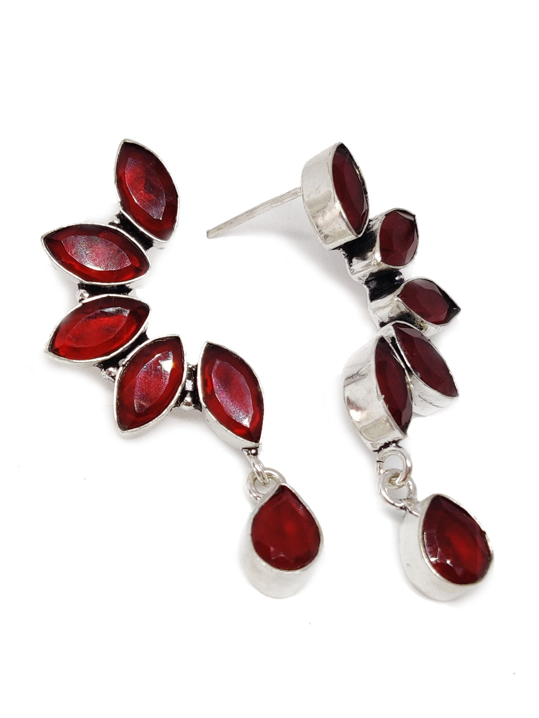 EL REGALO Silver-Toned & Red German Silver Floral Drop Earrings - for Women and Girls
Style ID: 16770262