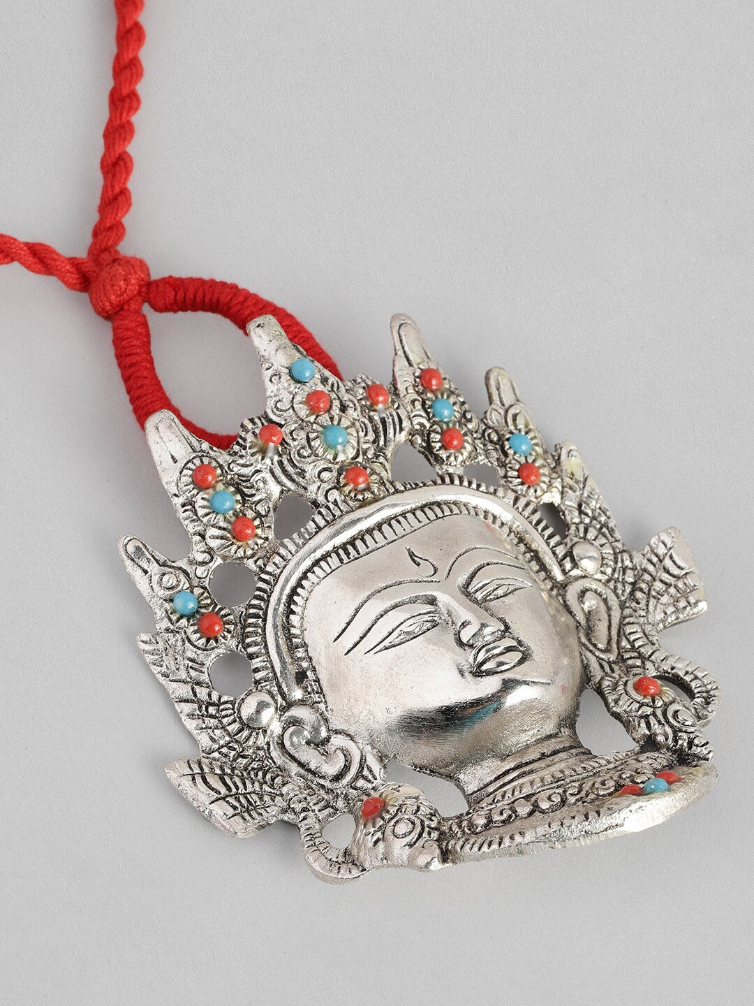 EL REGALO Silver-Toned & Red Durga German Silver Temple Necklace - for Women and Girls
Style ID: 16216024