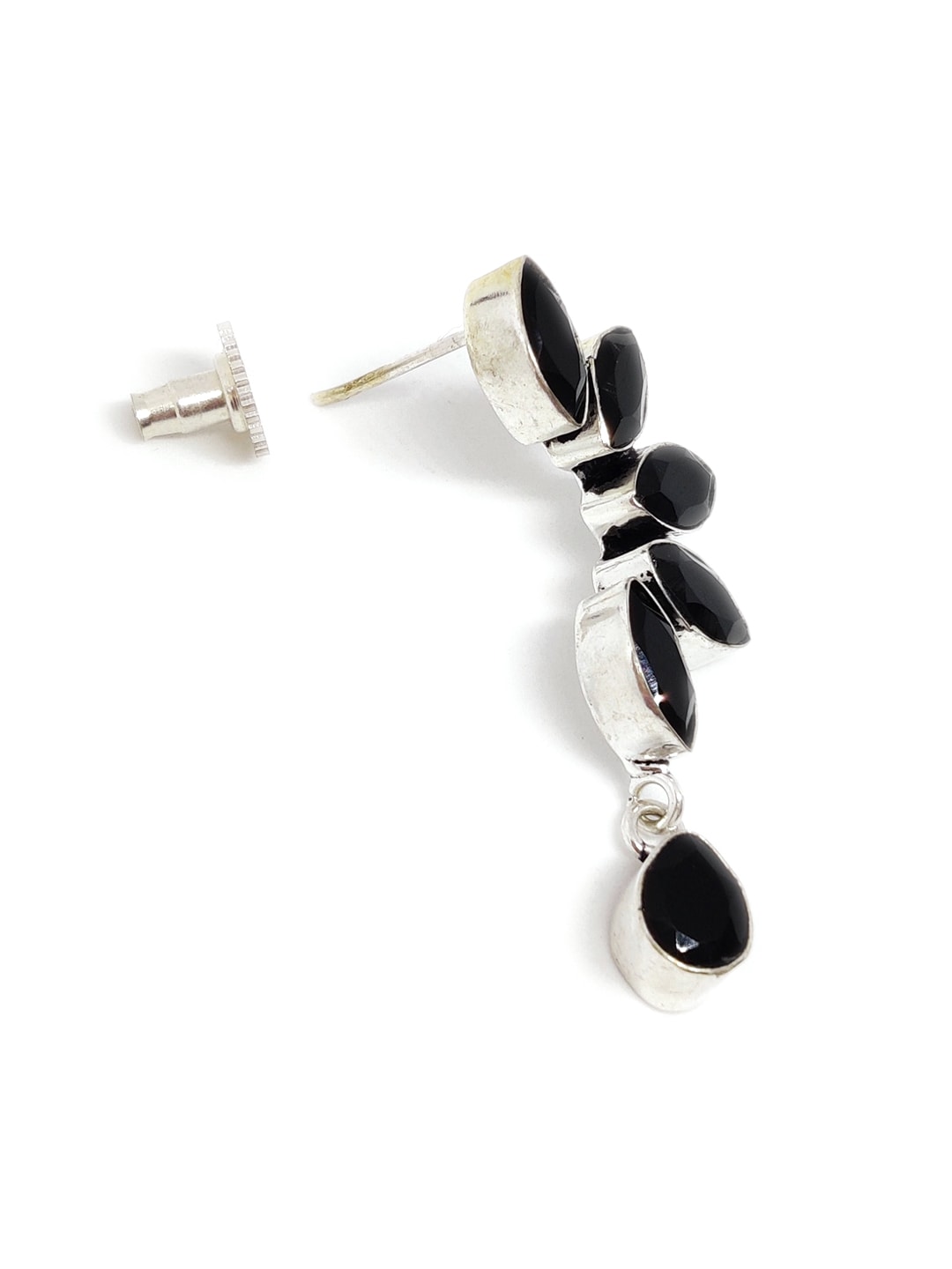 EL REGALO Silver-Toned & Black German Silver Floral Drop Earrings - for Women and Girls
Style ID: 16770284