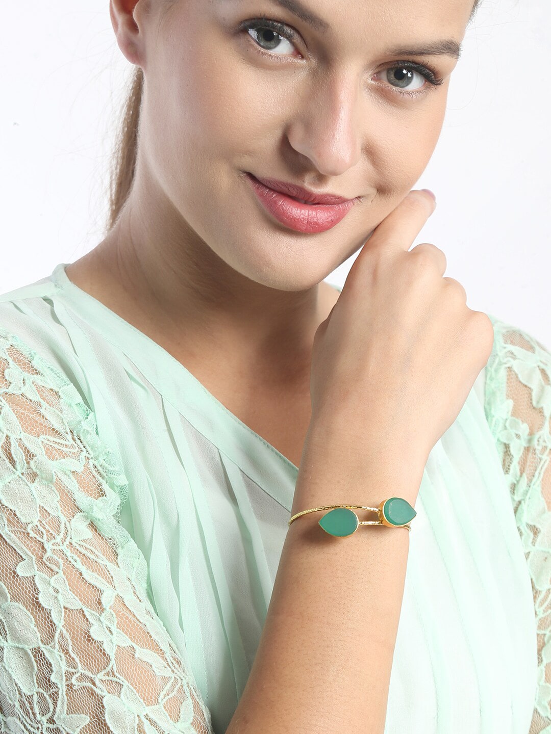 EL REGALO Women Green & Gold-Toned Brass Cuff Bracelet - for Women and Girls
Style ID: 17147904
