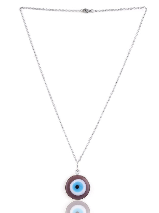 EL REGALO Silver-Toned & Blue Brass Real Stone Evil Eye Pendant Necklace - for Women and Girls
Style ID: 17206348