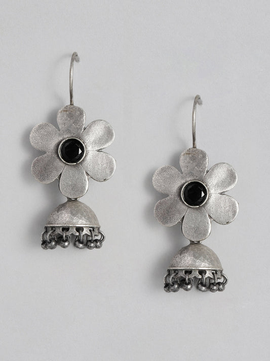 EL REGALO Silver-Toned & Black Flower Jhumkas - for Women and Girls
Style ID: 16287442