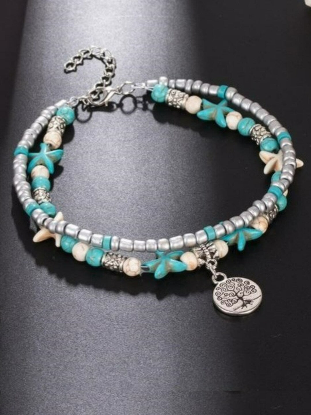 EL REGALO Silver-Toned & Blue Beaded Anklet - for Women and Girls
Style ID: 16991464