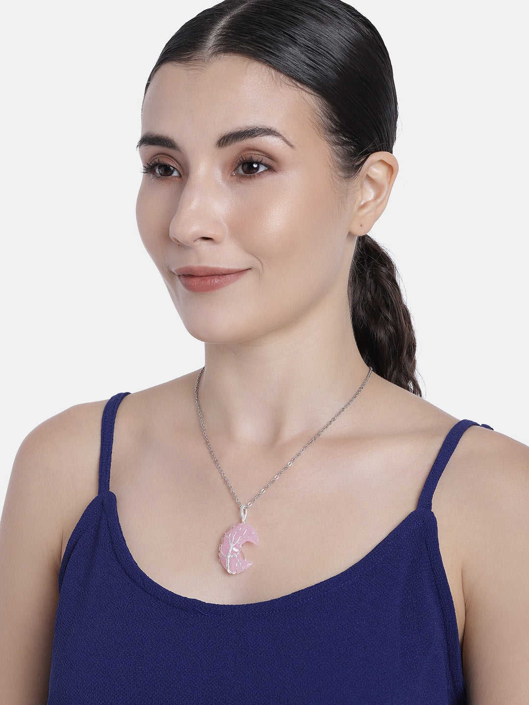 EL REGALO Pink Tree of Life Moon Shaped Handcrafted Link Necklace - for Women and Girls
Style ID: 16216030