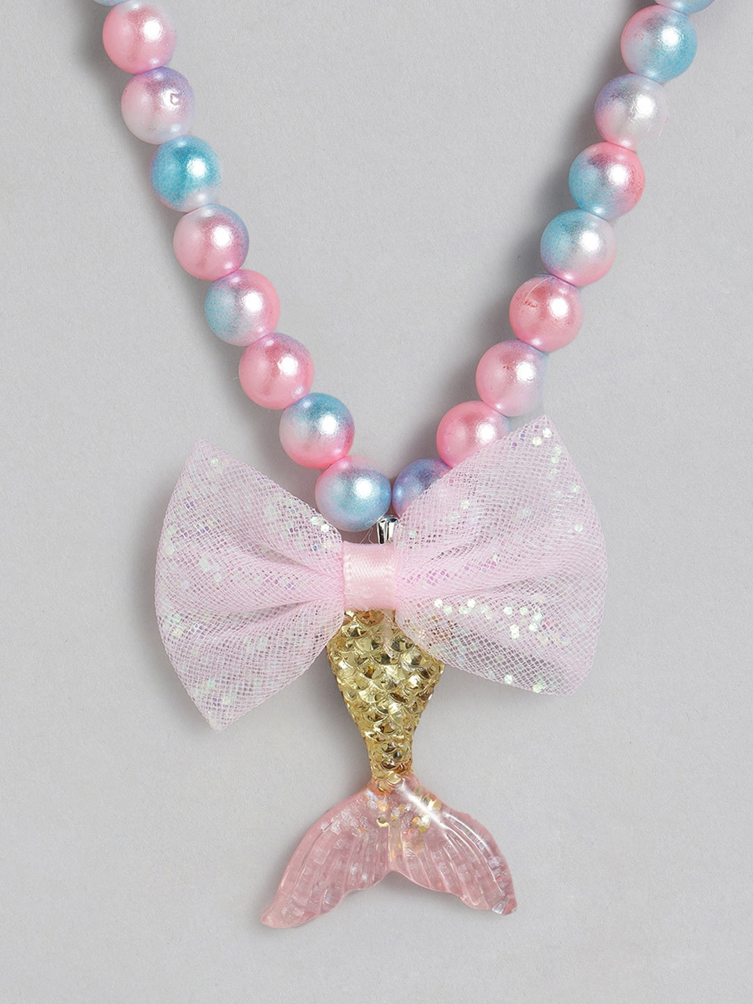 EL REGALO Girls Pink & Blue Beaded Mermaid Jewellery Set