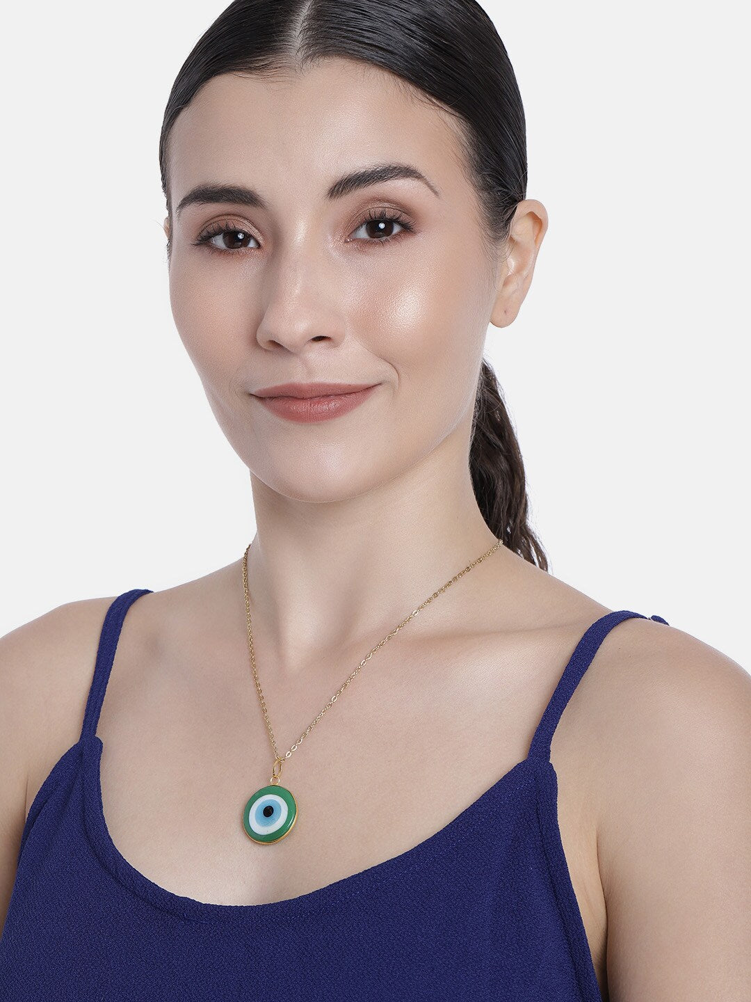 EL REGALO Green & Gold-Toned Evil Eye Bohemian Link Necklace - for Women and Girls
Style ID: 16216014