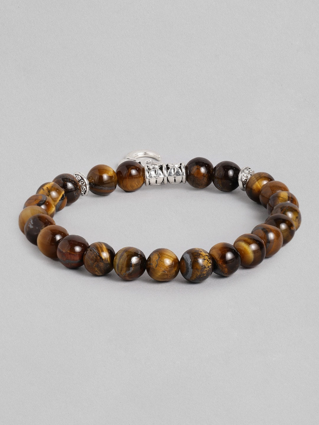 EL REGALO Men Brown & Silver-Toned Handcrafted Om Elasticated Charm Bracelet - for Men
Style ID: 16186550