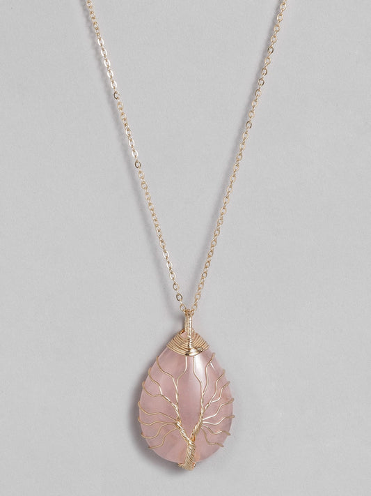 EL REGALO Pink & Gold-Toned Tree of Life Teardrop Studded Handcrafted Link Necklace - for Women and Girls
Style ID: 16216018