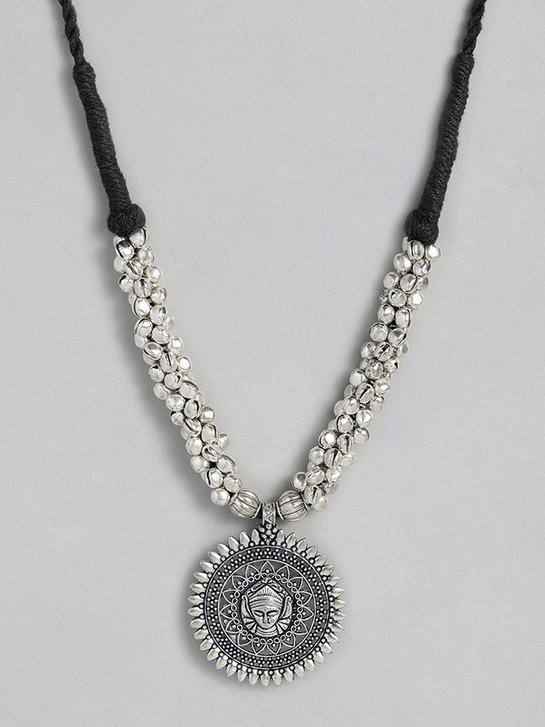 EL REGALO Silver-Toned & Black Durga-Ma-Pendant Necklace - for Women and Girls
Style ID: 16288040