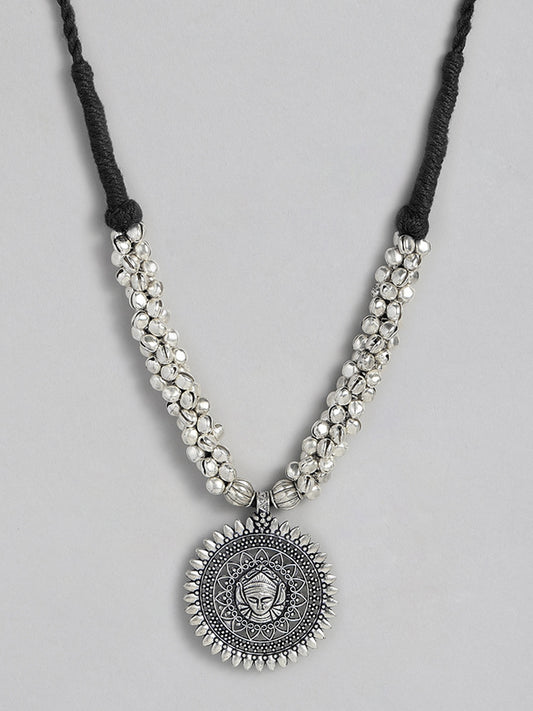 EL REGALO Silver-Toned & Black Durga-Ma-Pendant Necklace - for Women and Girls
Style ID: 16288040