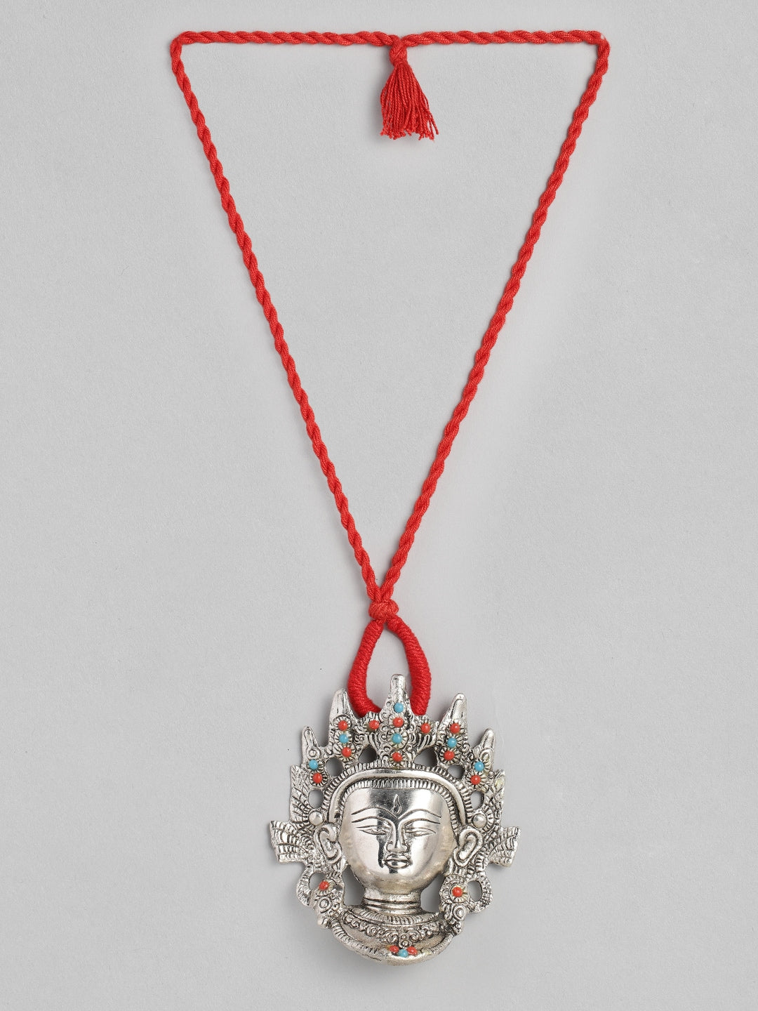 EL REGALO Silver-Toned & Red Durga German Silver Temple Necklace - for Women and Girls
Style ID: 16216024